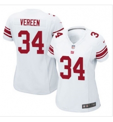 Women New Giants #34 Shane Vereen White Stitched NFL Elite Jersey