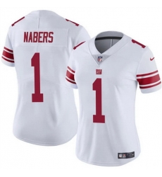 Women New York Giants 1 Malik Nabers White Vapor Stitched Jersey