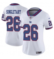 Women New York Giants 26 Devin Singletary White Color Rush Stitched Jersey