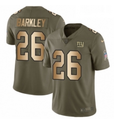 Youth Nike New York Giants 26 Saquon Barkley Limited Olive Gold 2017 Salute to Service NFL Jersey