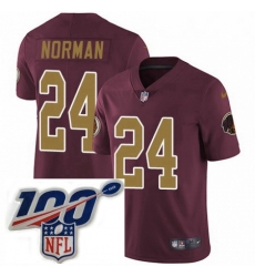 Mens Nike Washington Redskins 24 Josh Norman Burgundy RedGold Number Alternate 80TH Anniversary Vapor Untouchable Limited Stitched 100th anniversary Neck P