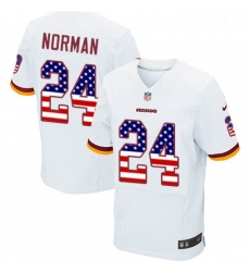 Mens Nike Washington Redskins 24 Josh Norman Elite White Road USA Flag Fashion NFL Jersey