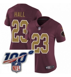 Womens Nike Washington Redskins 23 DeAngelo Hall Burgundy RedGold Number Alternate 80TH Anniversary Vapor Untouchable Limited Stitched 100th anniversary Ne