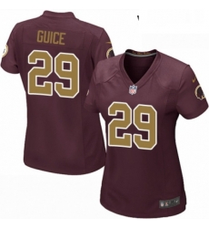 Womens Nike Washington Redskins 29 Derrius Guice Game Burgundy RedGold Number Alternate 80TH Anniversary NFL Jersey