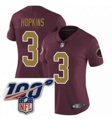 Womens Nike Washington Redskins 3 Dustin Hopkins Burgundy RedGold Number Alternate 80TH Anniversary Vapor Untouchable Limited Stitched 100th anniversary Ne