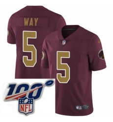 Youth Nike Washington Redskins 5 Tress Way Burgundy RedGold Number Alternate 80TH Anniversary Vapor Untouchable Limited Stitched 100th anniversary Neck Pat