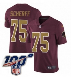 Youth Nike Washington Redskins 75 Brandon Scherff Burgundy RedGold Number Alternate 80TH Anniversary Vapor Untouchable Limited Stitched 100th anniversary N