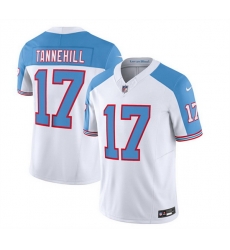 Men Tennessee Titans 17 Ryan Tannehill White Blue 2023 F U S E  Vapor Limited Throwback Stitched Football Jersey