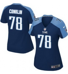 Nike Titans #78 Jack Conklin Navy Blue Alternate Womens Stitched NFL Elite Jersey