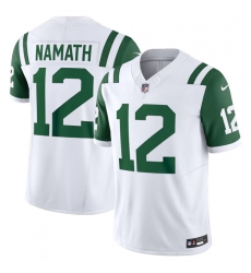 Men New York Jets 12 Joe Namath White Classic Alternate Vapor F U S E  Limited Stitched Football Jersey