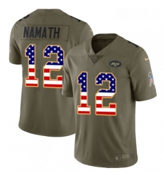 Mens Nike New York Jets 12 Joe Namath Limited OliveUSA Flag 2017 Salute to Service NFL Jersey