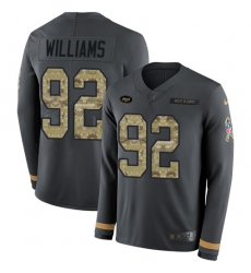 Nike Jets #92 Leonard Williams Anthracite Salute to Service Youth Long Sleeve Jersey