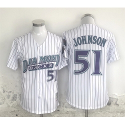 Men Arizona Diamondbacks 51 Randy Johnson White Throwback Cool Base Stitched Jersey