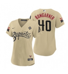 Women Arizona Diamondbacks 40 Madison Bumgarner Gold 2023 World Series City Connect Stitched Baseball Jersey 28Run Small 29