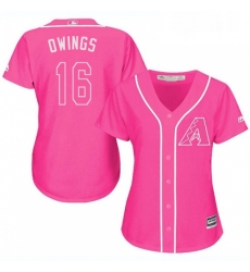 Womens Majestic Arizona Diamondbacks 16 Chris Owings Authentic Pink Fashion MLB Jersey