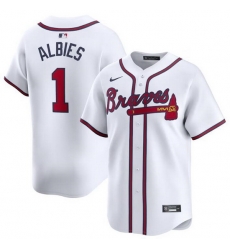 Men Atlanta Braves 1 Ozzie Albies White 2024 Home Limited Stitched Baseball Jersey