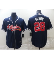 Men Atlanta Braves 28 Matt Olson Navy Cool Base Stitched Baseball jersey