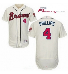 Men Atlanta Braves 4 Brandon Phillips Cream Flex Base Jersey