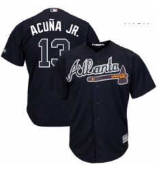 Mens Atlanta Braves 13 Ronald Acua Jr Majestic Navy Alternate Official Cool Base Player Jersey 