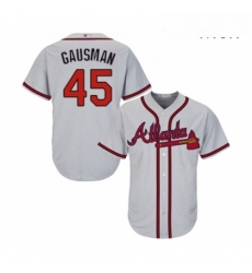 Mens Atlanta Braves 45 Kevin Gausman Replica Grey Road Cool Base Baseball Jersey 