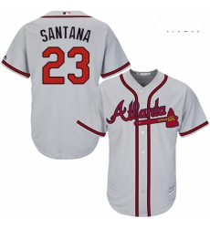 Mens Majestic Atlanta Braves 23 Danny Santana Replica Grey Road Cool Base MLB Jersey 