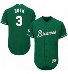 Mens Majestic Atlanta Braves 3 Babe Ruth Green Celtic Flexbase Authentic Collection MLB Jersey