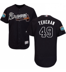 Mens Majestic Atlanta Braves 49 Julio Teheran Navy Blue Alternate Flex Base Authentic Collection MLB Jersey