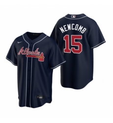 Mens Nike Atlanta Braves 15 Sean Newcomb Navy Alternate Stitched Baseball Jersey