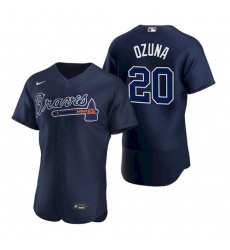 Mens Nike Atlanta Braves 20 Marcell Ozuna Blue Alternate Stitched Baseball Jersey