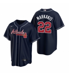 Mens Nike Atlanta Braves 22 Nick Markakis Navy Alternate Stitched Baseball Jerse