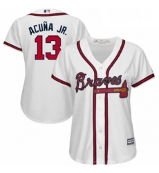 Womens Atlanta Braves 13 Ronald Acua Jr Majestic White Cool Base Player Jersey 