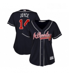 Womens Atlanta Braves 14 Matt Joyce Replica Blue Alternate Road Cool Base Baseball Jersey 