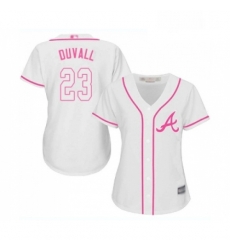 Womens Atlanta Braves 23 Adam Duvall Replica White Fashion Cool Base Baseball Jersey 