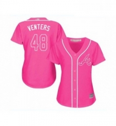 Womens Atlanta Braves 48 Jonny Venters Replica Pink Fashion Cool Base Baseball Jersey 