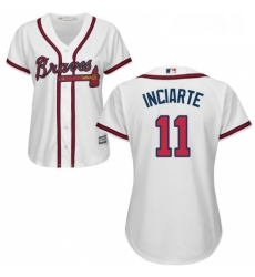 Womens Majestic Atlanta Braves 11 Ender Inciarte Replica White Home Cool Base MLB Jersey 