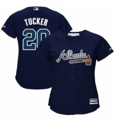 Womens Majestic Atlanta Braves 20 Preston Tucker Authentic Blue Alternate Road Cool Base MLB Jersey 