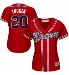 Womens Majestic Atlanta Braves 20 Preston Tucker Replica Red Alternate Cool Base MLB Jersey 