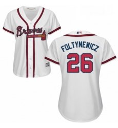 Womens Majestic Atlanta Braves 26 Mike Foltynewicz Replica White Home Cool Base MLB Jersey 