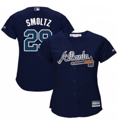 Womens Majestic Atlanta Braves 29 John Smoltz Authentic Blue Alternate Road Cool Base MLB Jersey