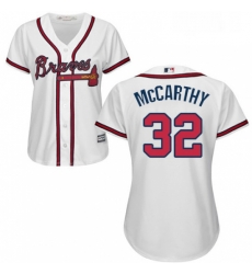 Womens Majestic Atlanta Braves 32 Brandon McCarthy Replica White Home Cool Base MLB Jersey 