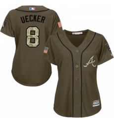 Womens Majestic Atlanta Braves 8 Bob Uecker Replica Green Salute to Service MLB Jersey