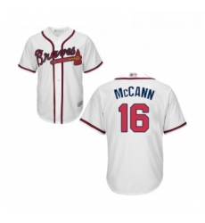 Youth Atlanta Braves 16 Brian McCann Replica White Home Cool Base Baseball Jersey 