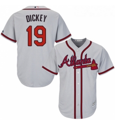 Youth Majestic Atlanta Braves 19 RA Dickey Authentic Grey Road Cool Base MLB Jersey