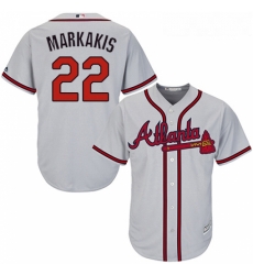 Youth Majestic Atlanta Braves 22 Nick Markakis Replica Grey Road Cool Base MLB Jersey