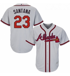 Youth Majestic Atlanta Braves 23 Danny Santana Replica Grey Road Cool Base MLB Jersey 