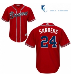 Youth Majestic Atlanta Braves 24 Deion Sanders Replica Red Alternate Cool Base MLB Jersey