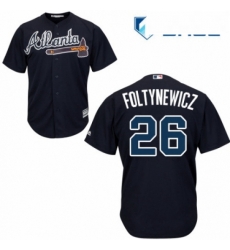 Youth Majestic Atlanta Braves 26 Mike Foltynewicz Authentic Blue Alternate Road Cool Base MLB Jersey 