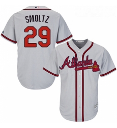 Youth Majestic Atlanta Braves 29 John Smoltz Authentic Grey Road Cool Base MLB Jersey