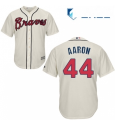 Youth Majestic Atlanta Braves 44 Hank Aaron Replica Cream Alternate 2 Cool Base MLB Jersey