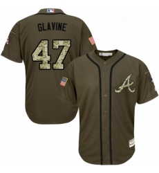 Youth Majestic Atlanta Braves 47 Tom Glavine Authentic Green Salute to Service MLB Jersey